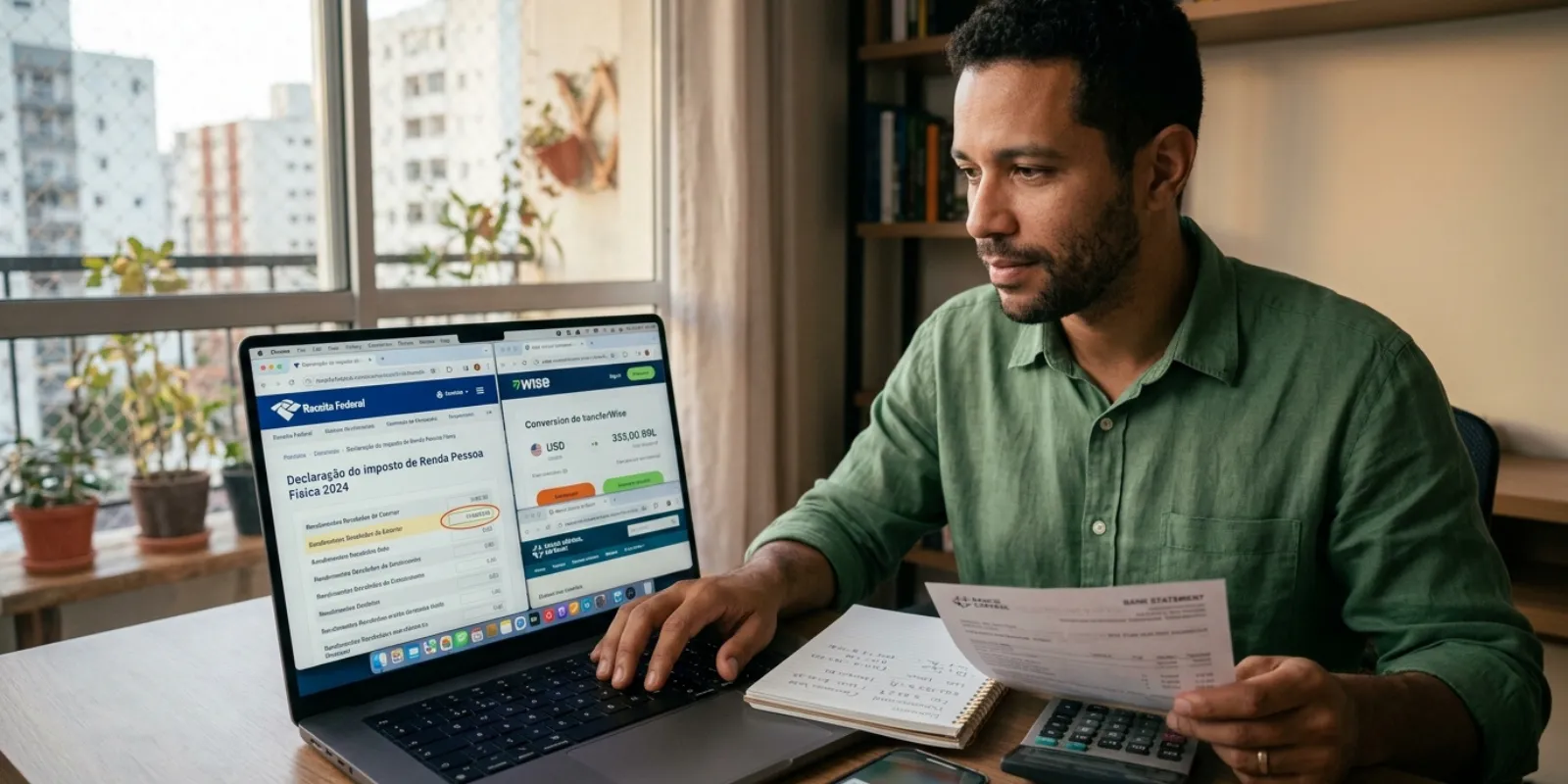 Profissional recebendo em dólar pela Payoneer e Wise e declarando no Brasil