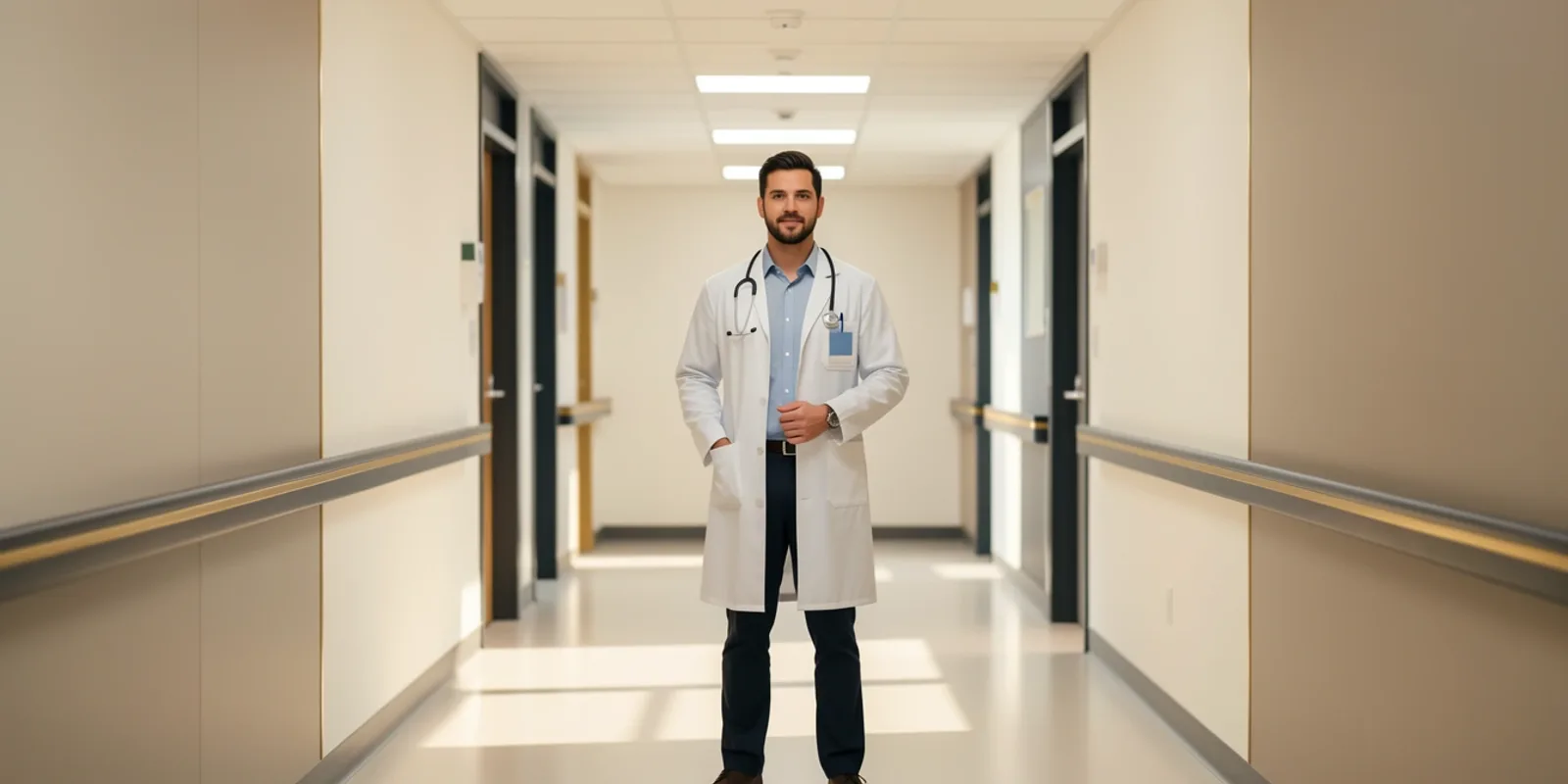 Médico diante de dois caminhos, simbolizando a escolha entre contrato CLT e PJ